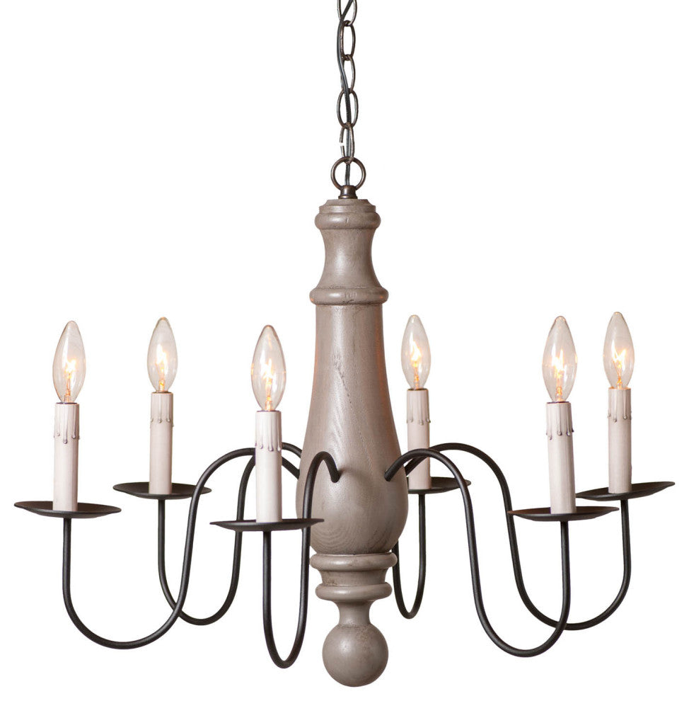 Irvins Country Tinware Large Norfolk Chandelier in Earl Gray - 6 Light