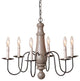 Irvins Country Tinware Large Norfolk Chandelier in Earl Gray - 6 Light