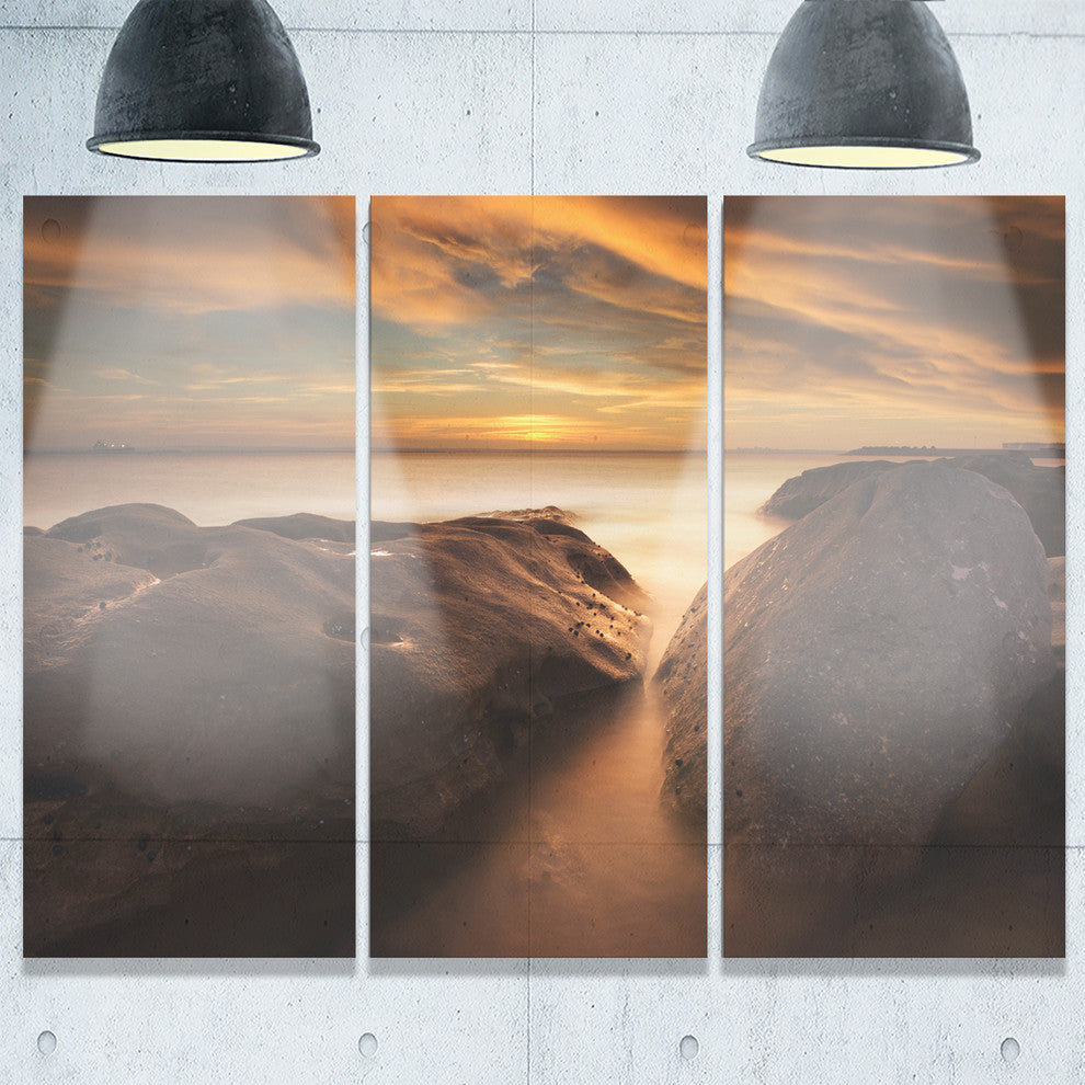 "Large Rocks at La Perouse Bridge" Metal Wall Art, 3 Panels, 36"x28"