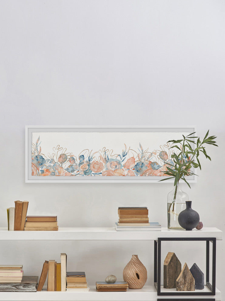 "Flowering Bushes" Framed Painting Print, 45x15