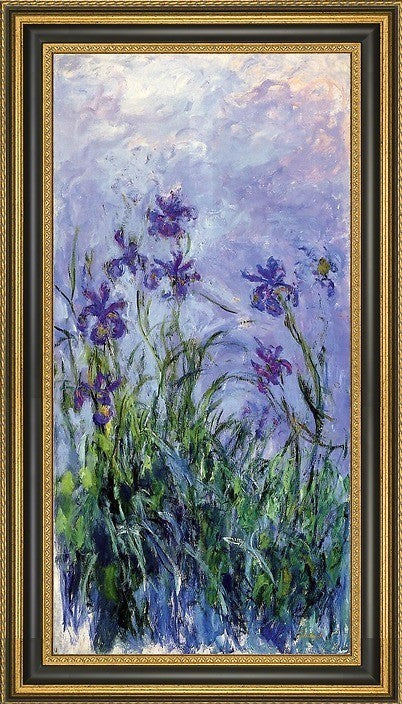 Claude Oscar Monet Lilac Irises Framed Premium Canvas Print, 15"x30"