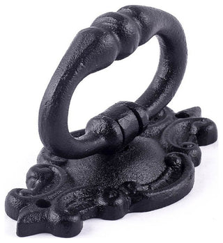 Black Cast Iron Cabinet Drawer Ring Pull Handle 3 1/8" Small Pull with Hardware