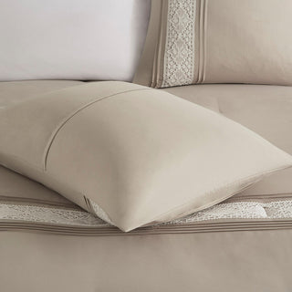 Madison Park Lacey 7 Piece Lace Trim Comforter Set With Throw Pillows