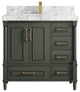 Aberdeen 36 Center Sink Bath Vanity in Pewter Green 2" Carrara Marble