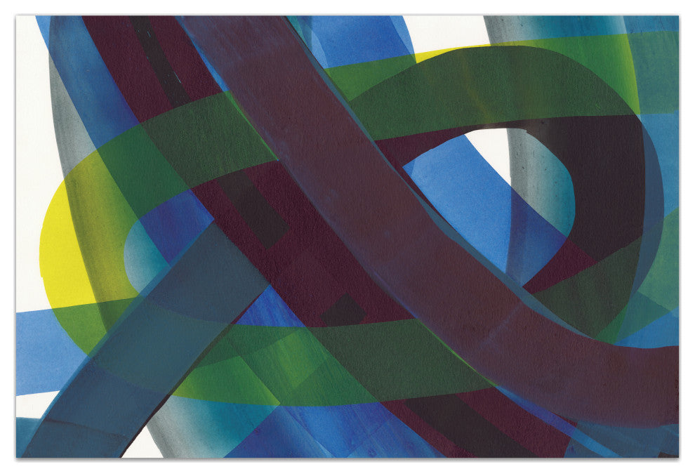 "Pigment Play I" Frameless Free Floating Tempered Glass Panel Graphic Wall Art