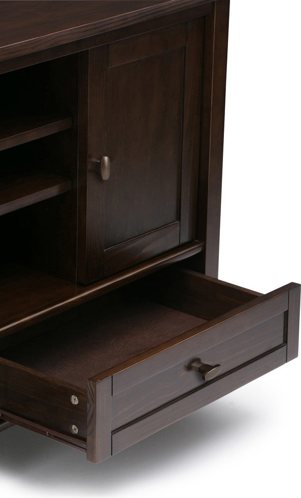 Solid Wood 47" Wide Tv Media Stand In Tobacco Brown For Tvs Up To 50"es