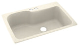 Swan 33x22x10 Solid Surface Kitchen Sink, 2-Hole, Pebble