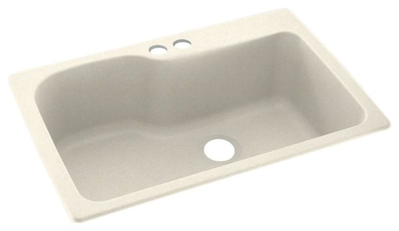 Swan 33x22x10 Solid Surface Kitchen Sink, 2-Hole, Pebble