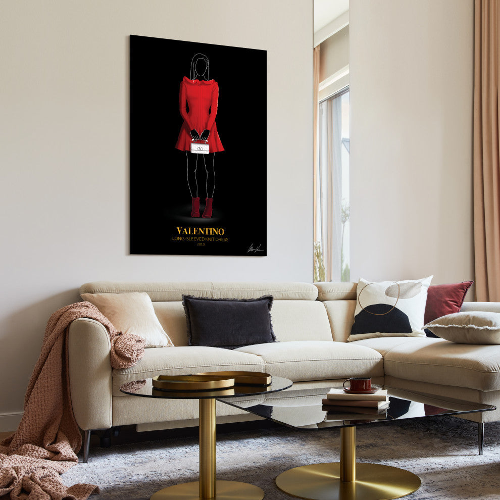 "V Fashion red look" Frameless Free Floating Printed Tempered Glass Wall Art