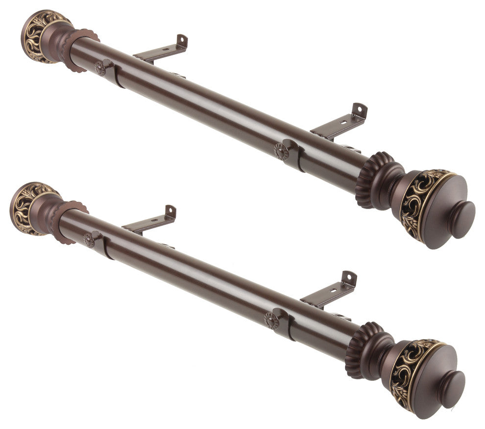 Laurence 1.5" Side Curtain Rod, Cocoa, 18"