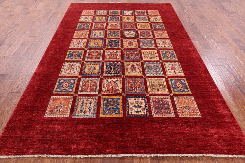 6' 9" X 10' 1" Persian Garden Design Hand Knotted Wool Rug Q11125