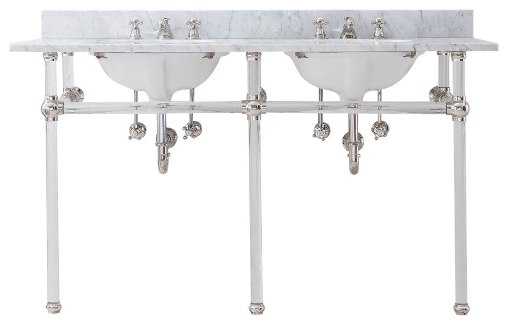 Empire 60" Wide Double Wash Stand, P-Trap, Countertop With Basin