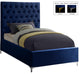 Cruz Velvet Upholstered Bed, Navy, Twin