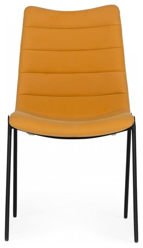 Set of Two Tan Faux Leather Industrial Dining Chairs