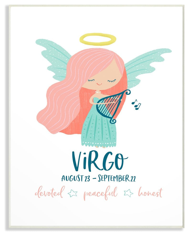 The Kids Room Fun Modern Zodiac Virgo Angel Wall Plaque Art, 13"x19"