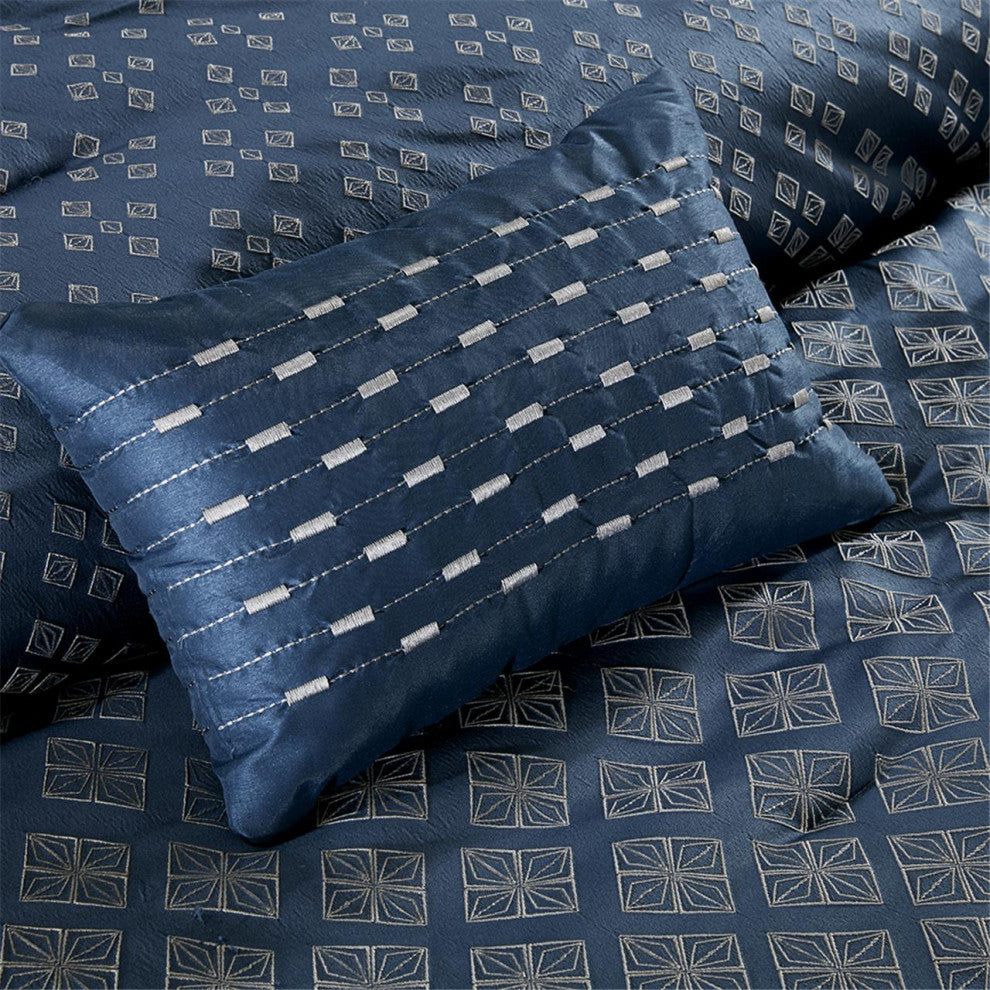 Madison Park Biloxi 7 Piece Comforter Set in Navy