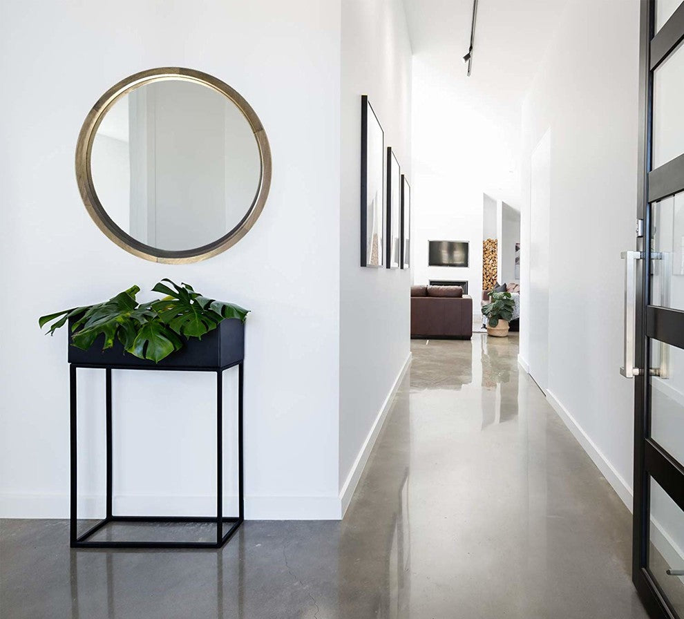 28" Contemporary Mango Wood Frame Wall Mirror