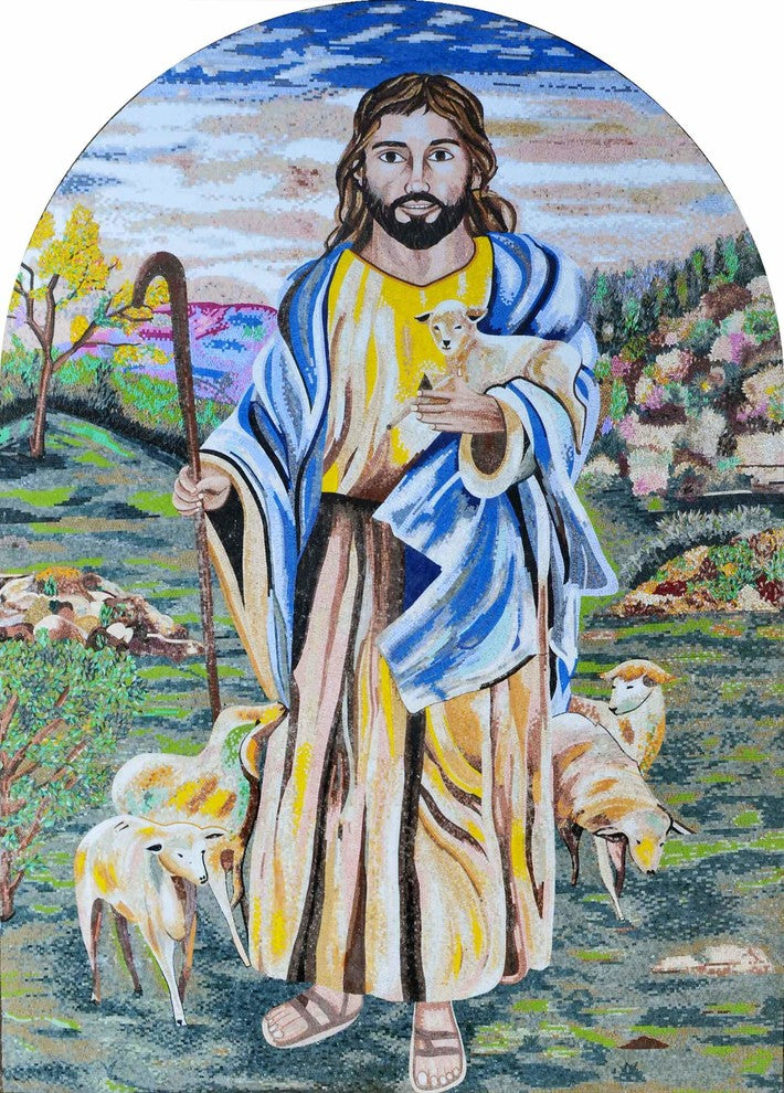 Mosaic Art, Jesus the Great Shepherd, 52"x78"