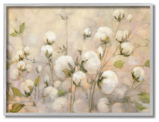 Abstract Cotton Field Floral Country Beige Green Painting,1pc, each 16 x 20