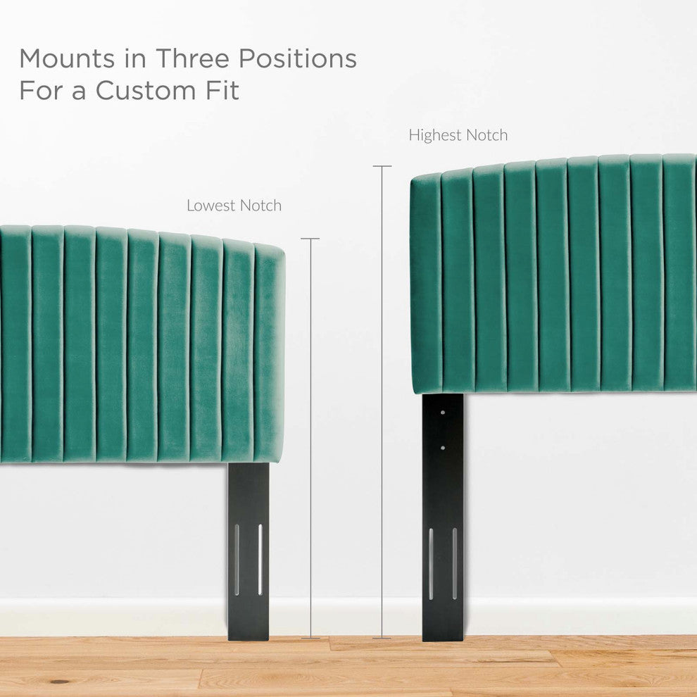 Headboard, Full Queen Size, Velvet, Teal Blue, Modern Contemporary, Bedroom