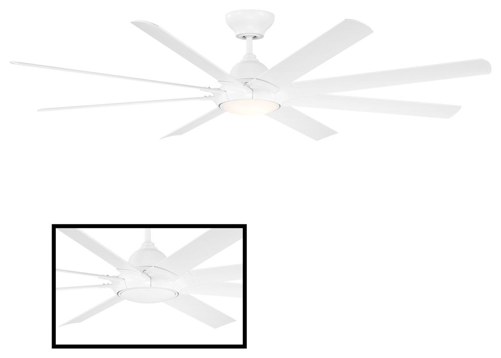 Hydra 80" Indoor/Outdoor 8-Blade Smart Ceiling Fan, Matte White, 3500K Light Kit
