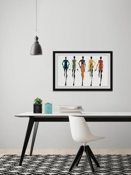 "Cinco Miradas" Framed Painting Print, 30"x20"