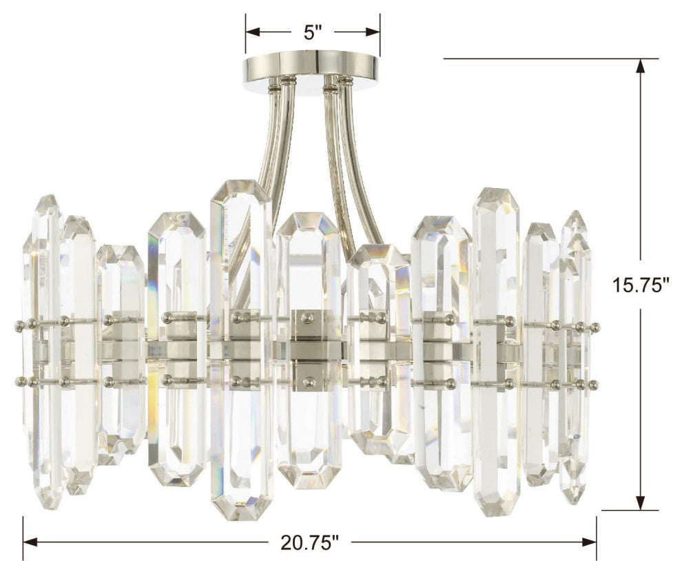 Crystorama Lighting Group BOL-8884 Bolton 4 Light 21"W Semi-Flush - Aged Brass