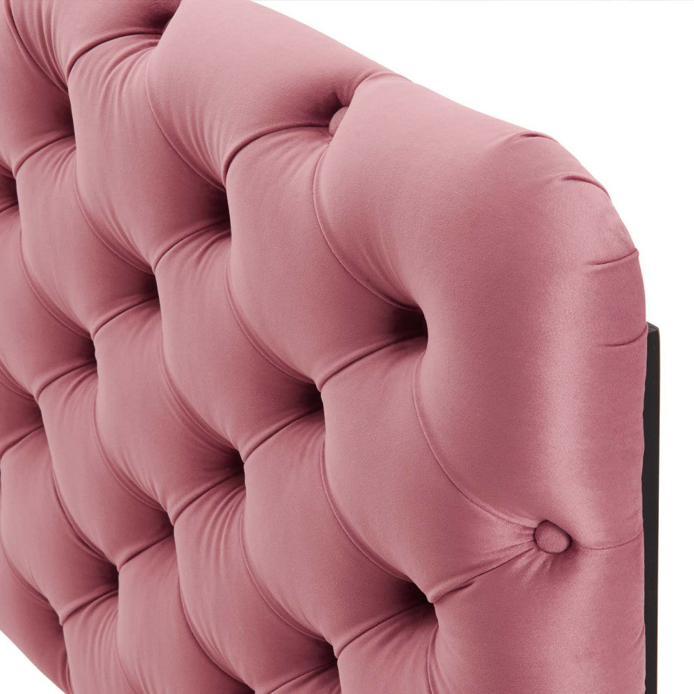 Tufted Headboard, Twin Size, Velvet, Pink, Modern Contemporary, Bedroom Master