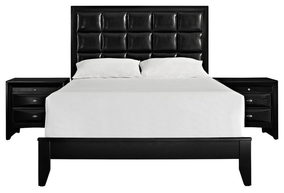 Modern Contemporary Bedroom 3-Piece SetQueen Bedroom Set Black