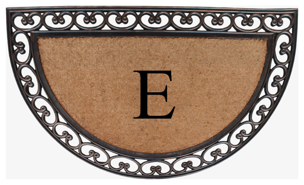 A1HC Natural Coir Monogrammed Door Mat For Front Door, 30"x48", E
