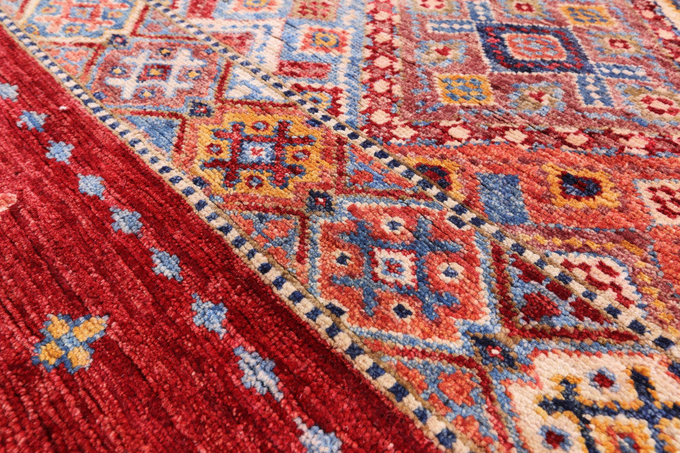 2' 6" X 6' 6" Runner Khorjin Super Kazak Hand Knotted Rug Q5826