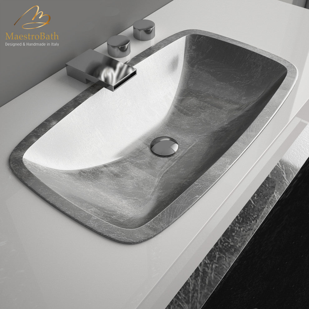 Pert Bathroom Sink, Silver Leaf