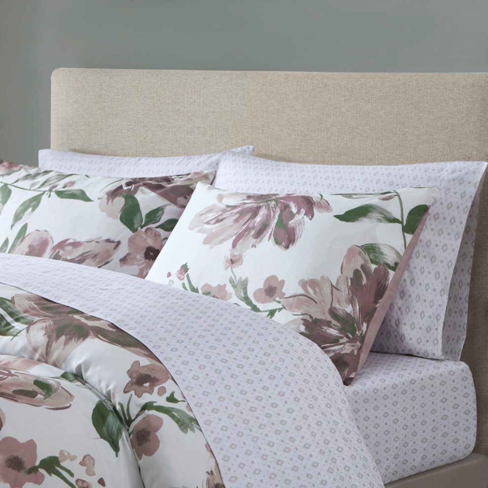 Madison Park Essentials Alice Floral Comforter Set With Bed Sheets, Mauve