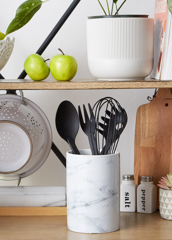 DII White Marble Ceramic Utensil Holder