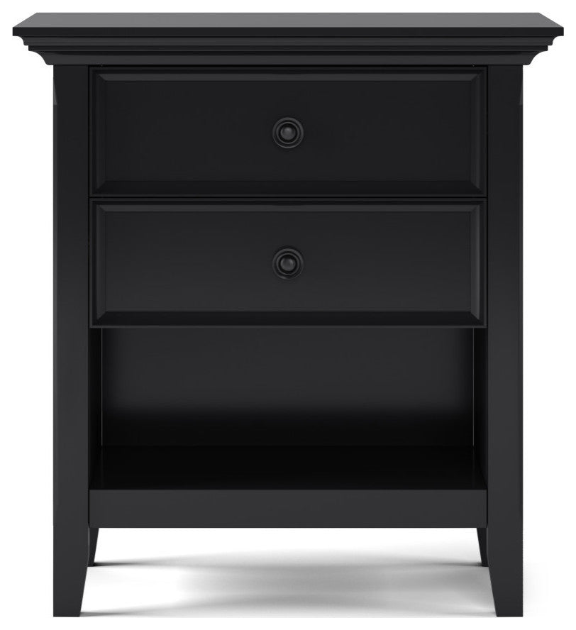 Amherst Solid Wood Bedside Table, Black