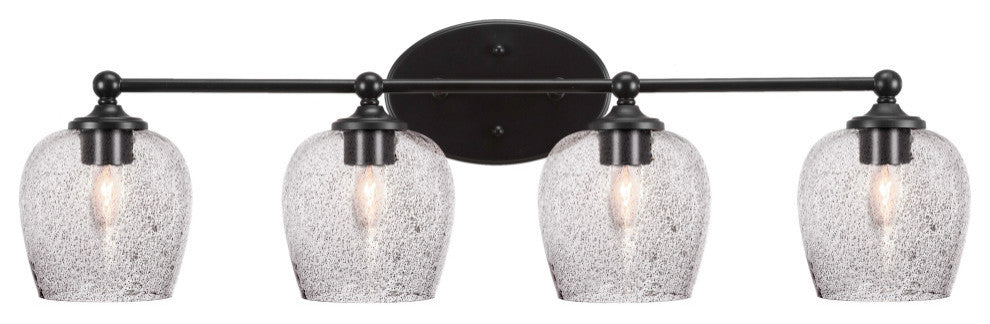 Capri 4-Light Bath Bar, Matte Black/Smoke Bubble