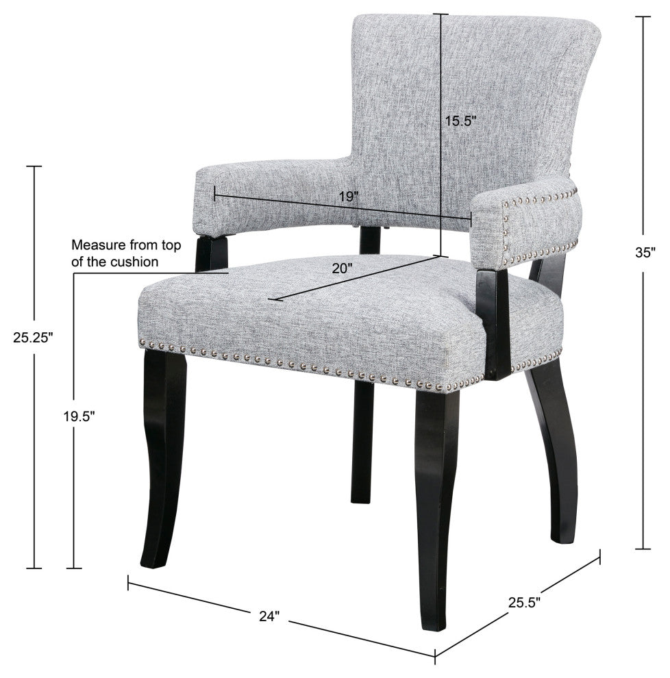 Madison Park Armed Transitional Dining Chair, Gray