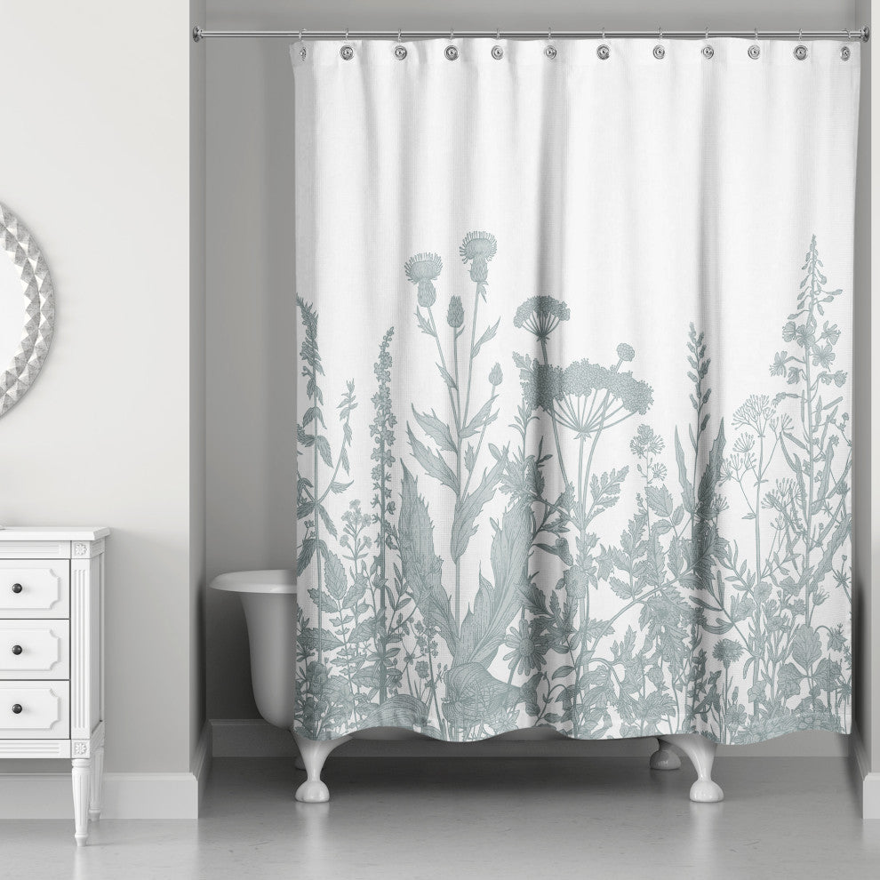 Soft Blue Wildflowers 71x74 Shower Curtain