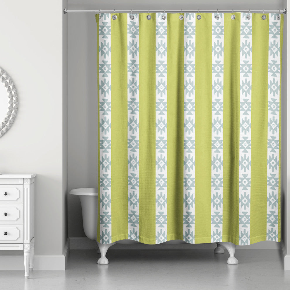 Southwestern Pattern in Green and Blue Shower Curtain