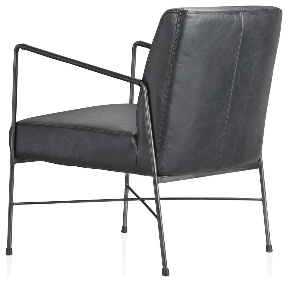 Dagwood Leather Arm Chair Onyx Black Leather