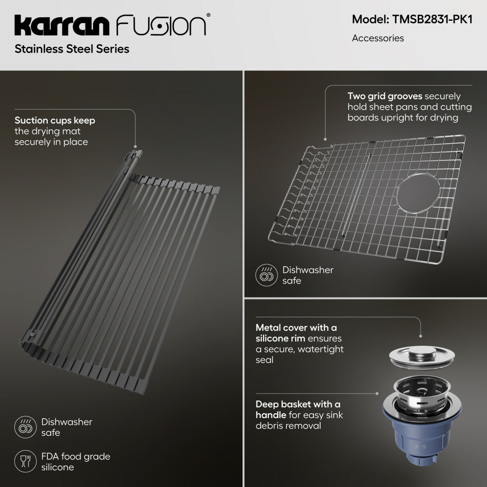 Karran Fusion Top Mount 28-in x 22-in Stainless Steel Single Bowl Kitchen Sink