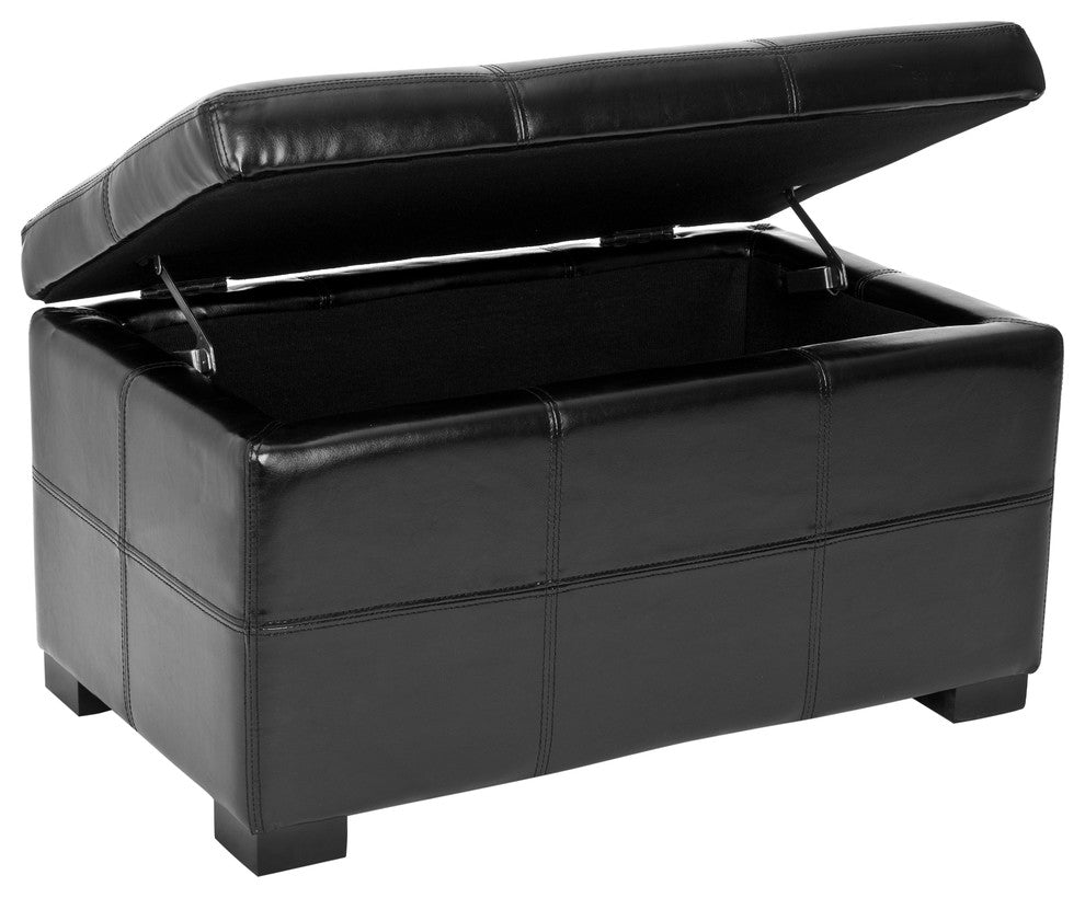Safavieh Maiden Tufted Storage Bench, Small, Black Leather