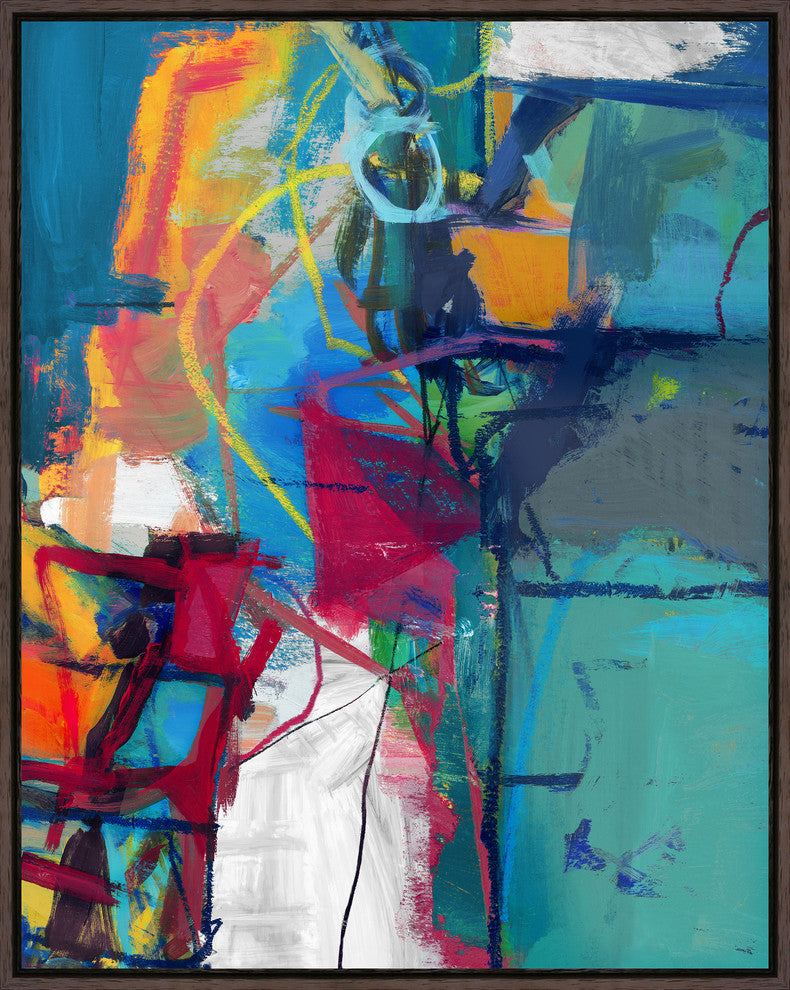 Things Near and Far I, 25.25"x31.25", Espresso Natural Wood Gallery Floater