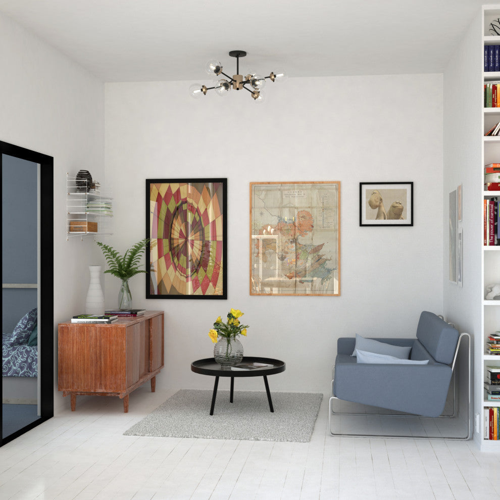 Orbit 30" 9L Semi-Flush Mount Muted Brass and Oil Rubbed Bronze