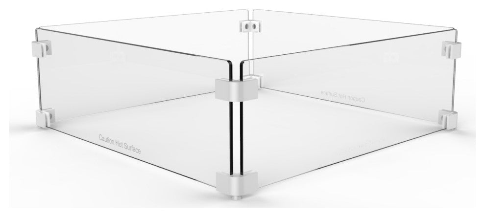 EvFires 23" Square Fire Pit Flame Guard With Silver Clips