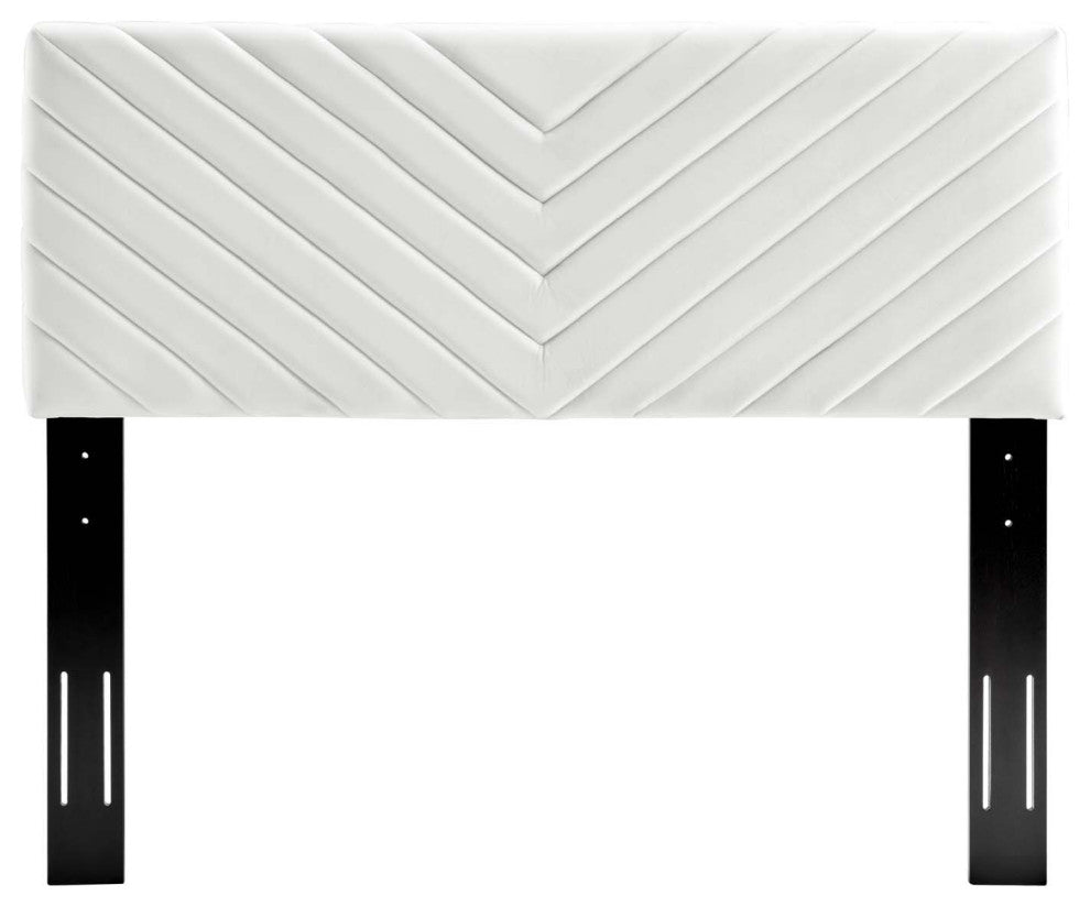 Alyson Angular Channel Tufted Performance Velvet Full / Queen Headboard - White