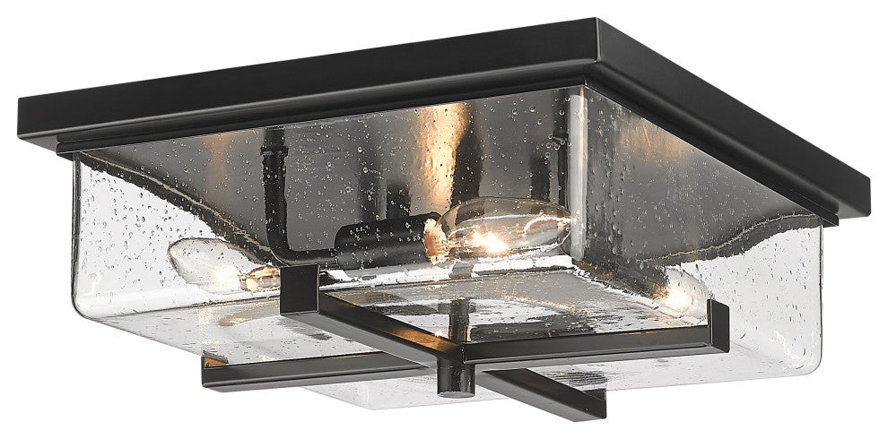 Zlite 592F-BK 4-Light Outdoor Flush Ceiling Mount Fixture, Seedy