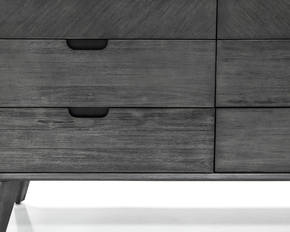 Mohave Mid-Century Tundra Gray Acacia 6 Drawer Dresser