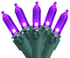 Set of 100 Purple LED Mini Christmas Lights 4" Spacing - Green Wire