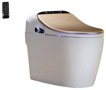 Smart One-Piece 1.27 GPF Floor Mounted Elongated Toilet and Bidet with Seat, Gold